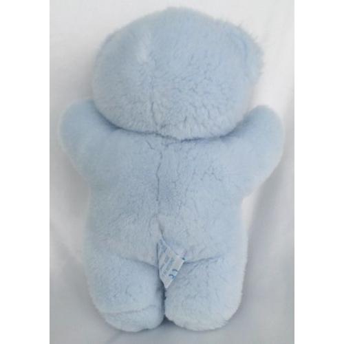 Doudou Peluche Ours Bleu Et Blanc Grelot Nounours 28 Cm