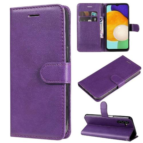 Flip Étui Pour Samsung Galaxy A13 5g Étui De Téléphone Portefeuille D'affaires Couleur Solide Classique Cuir De Haute Qualité Avec Fente Pour Carte - Violet