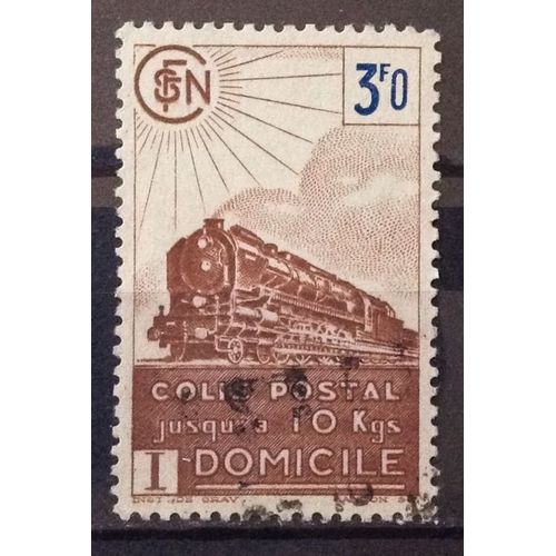 Colis Postaux - Train Vertical - I Livraison Domicile - Sans Filigrane - 3f0 Brun (Très Joli N° 208) Obl - Cote 3,00 - France Année 1943 - N22993