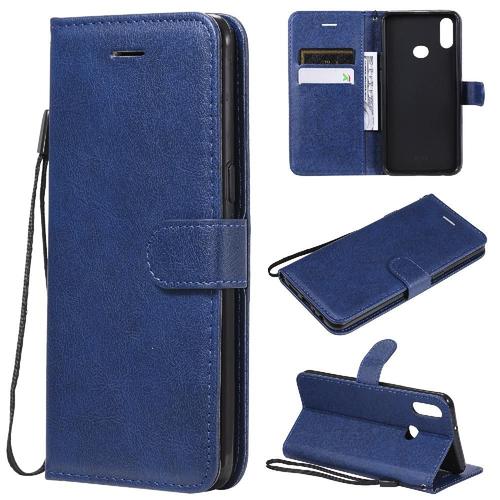 Flip Étui Pour Samsung Galaxy A10s Étui De Téléphone Portefeuille D'affaires Cuir De Haute Qualité Avec Fente Pour Carte Couleur Solide Classique - Bleu