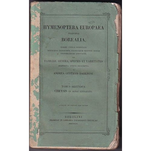 Hymenoptera Europaea Borealia Tomus Secondus Chrysis In Sensu Linneaano