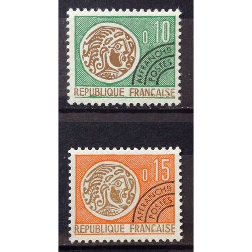 Préoblitéré Monnaie Gauloise République 0,10 (Impeccable N° 123) + Préoblitéré Monnaie Gauloise République 0,15 (Impeccable N° 124) Neufs** Luxe (= Sans Trace De Charnière) -France Année 1964 -N23309