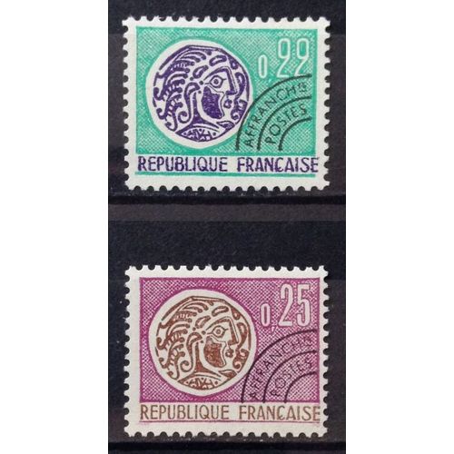 Préoblitéré Monnaie Gauloise République 0,22 (Impeccable N° 125) + Préoblitéré Monnaie Gauloise République 0,25 (Impeccable N° 126) Neufs** Luxe (= Sans Trace De Charnière) -France Année 1964 -N23310