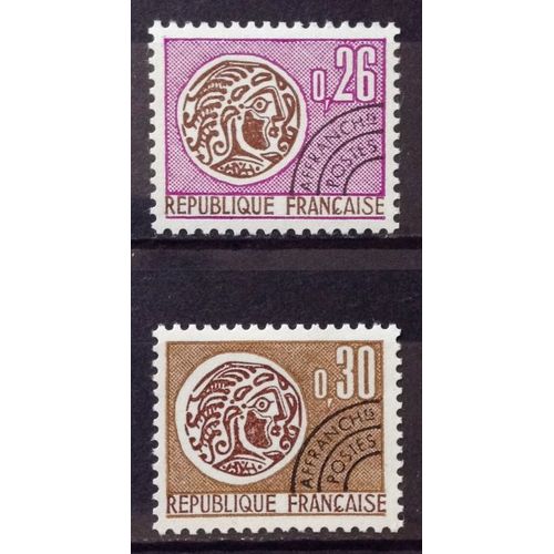 Préoblitéré Monnaie Gauloise République 0,26 (Impeccable N° 130) + Préoblitéré Monnaie Gauloise République 0,30 (Impeccable N° 131) Neufs** Luxe (= Sans Trace De Charnière) -France Année 1964 -N23314