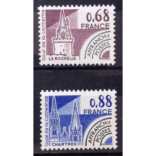 Préoblitéré Monuments Historiques - La Rochelle 0,68 (N° 162) + Préoblitéré Monuments Historiques - Chartres 0,88 (N° 163) Neufs** Luxe (= Sans Trace De Charnière) - France Année 1979 - N23372