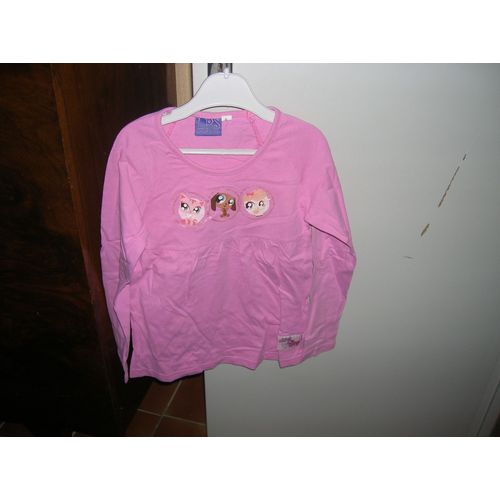 Tunique Manches Longues Littlest Pet Shop 8 Ans 100% Coton.