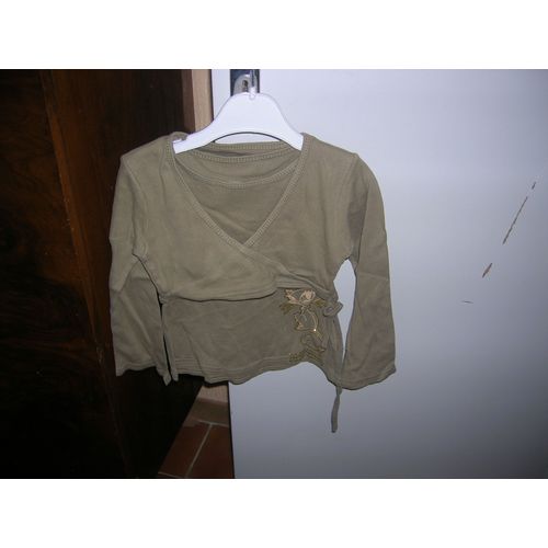 Tunique T-Shirt Manches Longues 8 Ans 100% Coton Kaki.