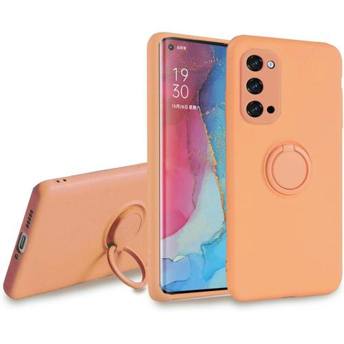 Coque Pour Oppo Reno 4 Pro 5g - Svelte Sensation Douce Béquille À Anneau Rotatif Silicone Tpu Protection Antichoc Housse De Protection Reno 4 Pro 5g, Orange