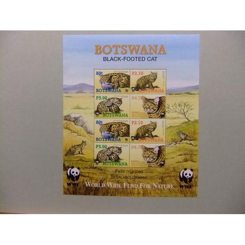 Botswana 2005 Wwf Protection De La Nature Fauna Faune Le Chat Sauvage Yvert Bloc 40 ** Mnh