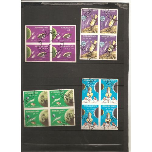 4 Blocs De 4 Timbres Obliteres Apollo 17 Yt 440 A 443