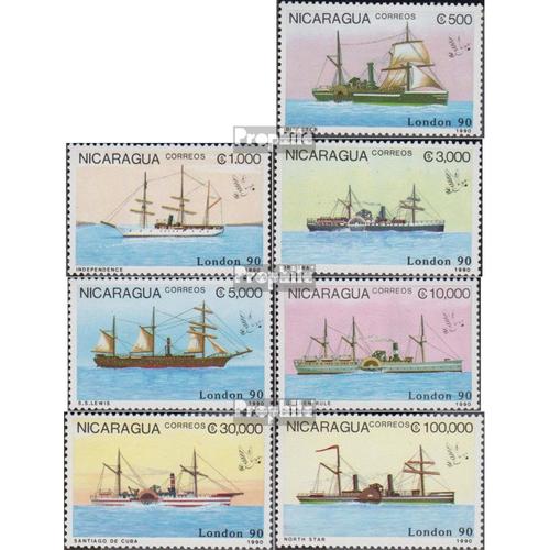 Nicaragua 2977-2983 (Complète Edition) Neuf Avec Gomme Originale 1990 Vieux Bateaux À Vapeur