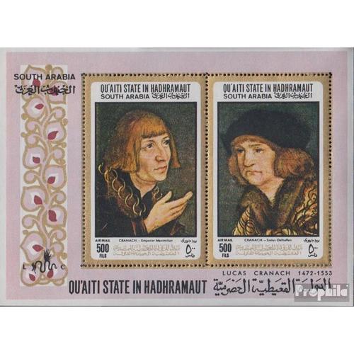 Aden - Qu?Aiti State Block18a (Complète Edition) Neuf Avec Gomme Originale 1967 Peintures De Lucas Cranach