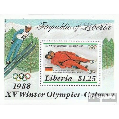 Liberia Bloc 112 (Complète Edition) Neuf Avec Gomme Originale 1987 Jeux Olympiques Jeux D Et 'hiver ?88