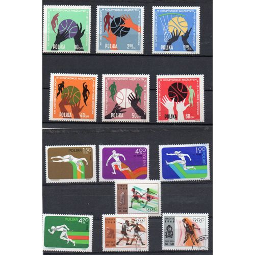 Pologne- Lot De 11 Timbres Neufs Et 2 Timbres Oblitérés- Thème: Sports