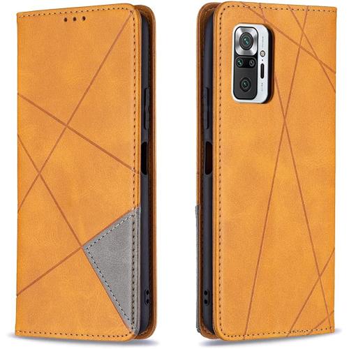 Coque Pour Xiaomi Redmi Note 10 5g Etui Flip Portefeuille Magnétique Housse Premium En Cuir Pu Véritable Avec Fentes Pour Cartes Support Anti Choc Coque Etui