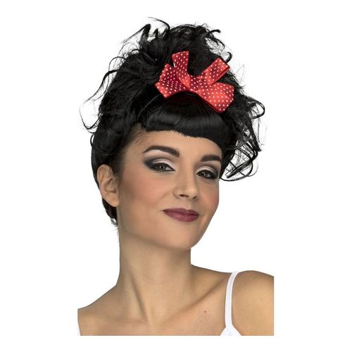 Perruque De Rockeuse Avec Fleur (Taille Unique Adulte)