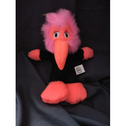 Doudou Peluche Oiseau Noir Orange Rose Fluo Mgm Supertoy