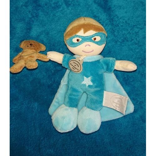 Super Héros Doudou Et Compagnie Bleu Turquoise 20 Cm