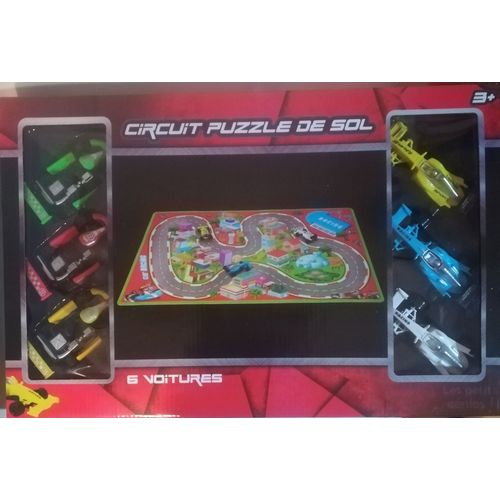 Puzzle De Sol Circuit Voitures + 6 Véhicules (3 Karts, 3 Voitures De F1)