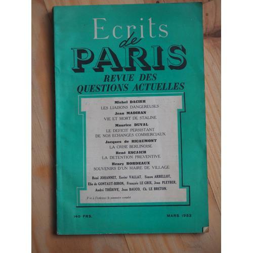 Ecrits De Paris N°101 Mars 1953