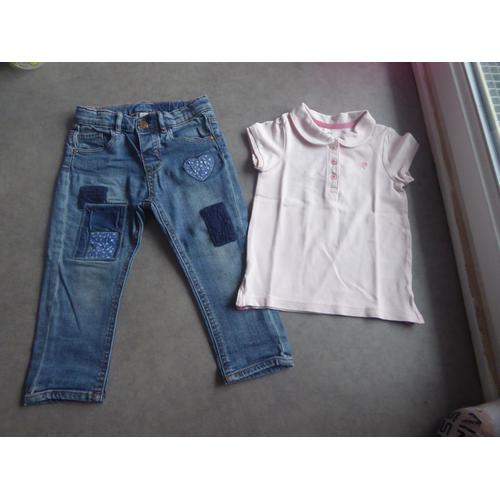 Tenue Fille Jean + Polo H&m - 18 Mois