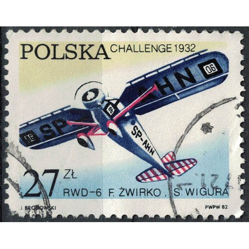 Pologne 1982 Oblitéré Used Rwd-6 Avion De Sport Polonais Monoplan À Aile Haute Su