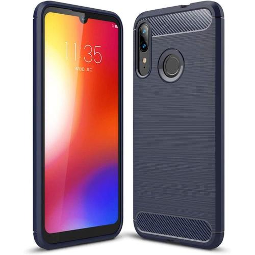 Coque Compatible Avec Motorola Moto E6 Plus Fibre De Carbone Coque Antichoc Moto E6 Plus Coque Moto E6 Plus Fibre De Carbone Protection Premium Silicone Bleu