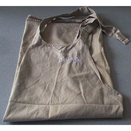 Tablier Original Unisexe-Toile Solide 100% Coton Beige-Réglable Par Passant Métallique-Poche Ventrale À 2 Compartiments-Discrète Broderie Blanche Restaurants Pizza Paï-Marque Kariban-80x80cm