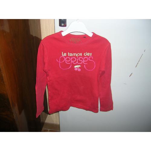 T-Shirt Manches Longues Le Temps Des Cerises 8 Ans 100% Coton.