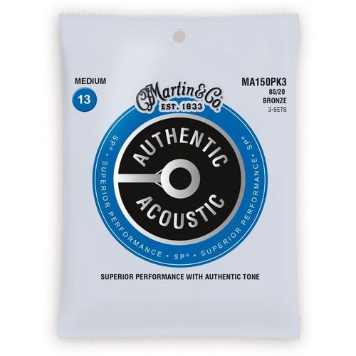Martin Ma150pk3 - 3 Jeux De Cordes Guitare Acoustique - Authentic Sp Bronze - Medium 13-56