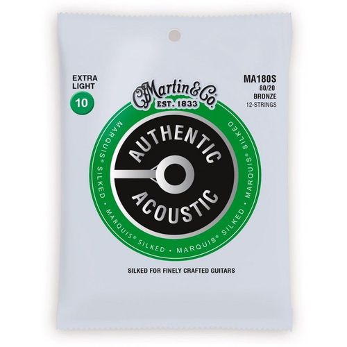 Martin Ma180s - Jeu De 12 Cordes Guitare Acoustique - Authentic Silked - Extra Light 10-47