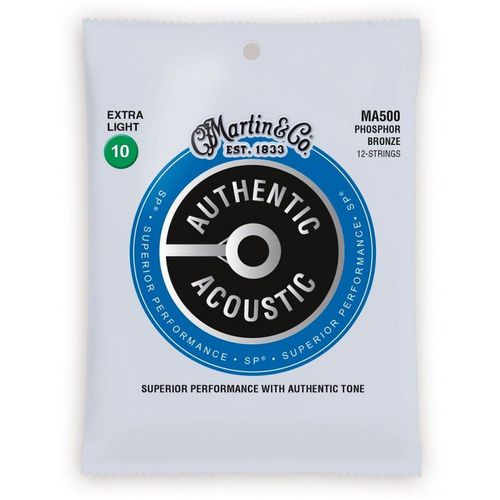Martin Ma500 - Jeu De 12 Cordes Guitare Acoustique - Authentic Sp Phosphore Bronze - Extra Light 10-47