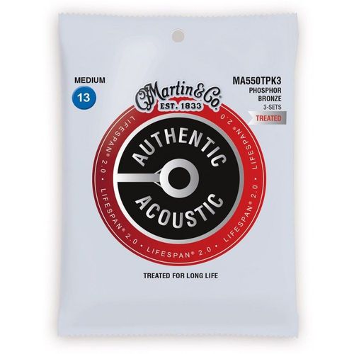 Martin Ma550tpk3 - 3 Jeux De Cordes Guitare Acoustique - Authentic Treated Phosphore Bronze - Medium 13-56