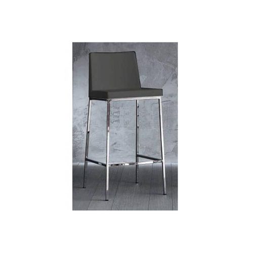 Tabouret De Bar Erik En Polyuréthane Gris Titane, Piétement Chromé.
