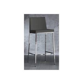 Tabouret De Bar Erik En Polyuréthane Gris Titane, Piétement Chromé.