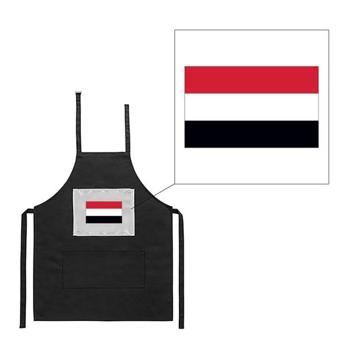 Tablier Noir De Cuisine Barbecue Drapeau Yemen Imprimé