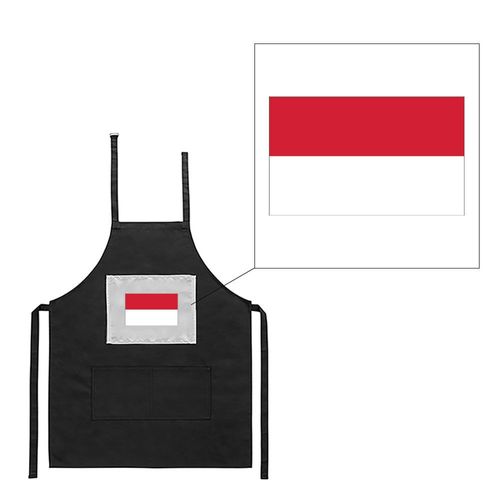 Tablier Noir De Cuisine Barbecue Drapeau Monaco Imprimé
