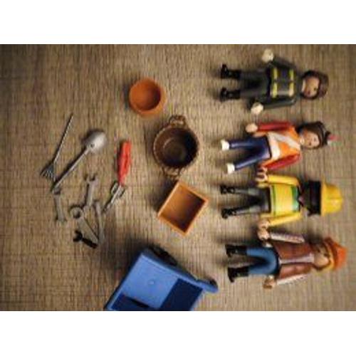 Lot Playmobil- Collectionneur -Rare- Les Ouvriers Et Jardiniers