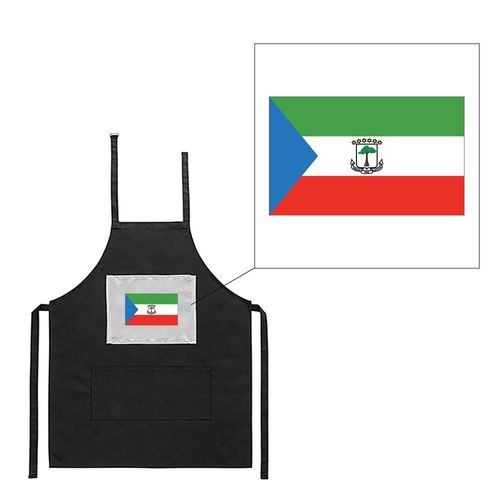 Tablier Noir De Cuisine Barbecue Drapeau Guinée Équatoriale Imprimé