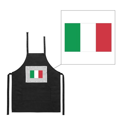 Tablier Noir De Cuisine Barbecue Drapeau Italie Imprimé