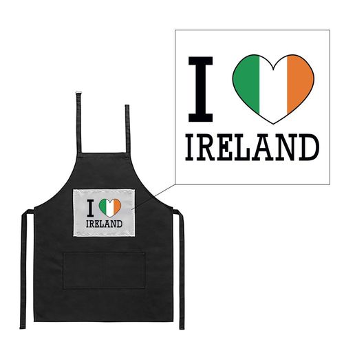 Tablier Noir De Cuisine Barbecue I Love Drapeau Ireland Imprimé