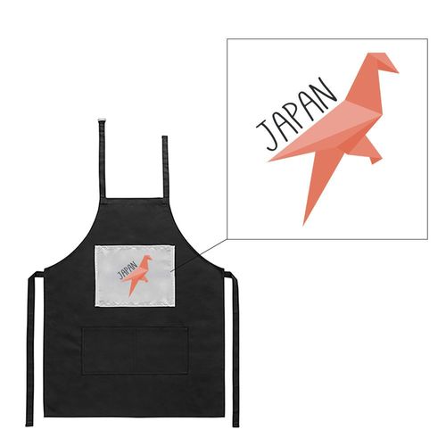 Tablier Noir De Cuisine Barbecue Japan Origami Imprimé