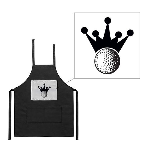 Tablier Noir De Cuisine Barbecue Sport Couronne Golf Imprimé
