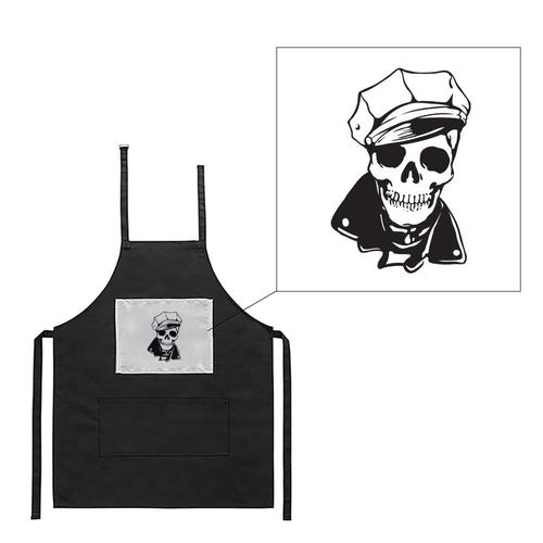 Tablier Noir De Cuisine Barbecue Tête De Mort / Skull 12 Imprimé