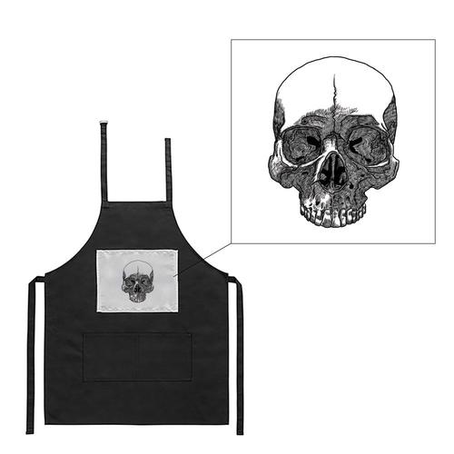 Tablier Noir De Cuisine Barbecue Tête De Mort / Skull 12 Imprimé