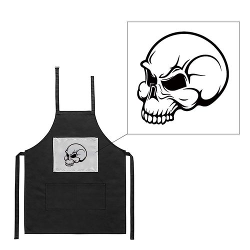 Tablier Noir De Cuisine Barbecue Tête De Mort Humain Imprimé