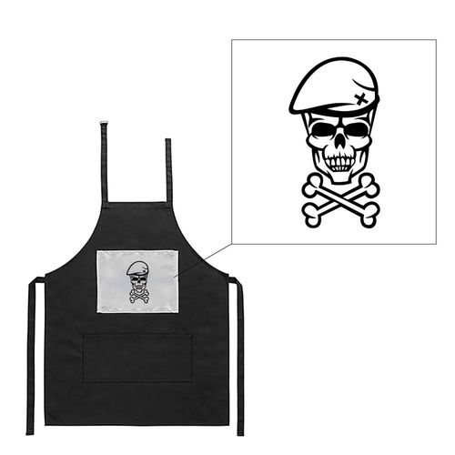 Tablier Noir De Cuisine Barbecue Tête De Mort Caporal Imprimé