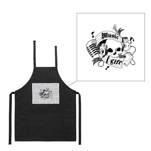 Tablier Noir De Cuisine Barbecue Tête De Mort Casque Imprimé