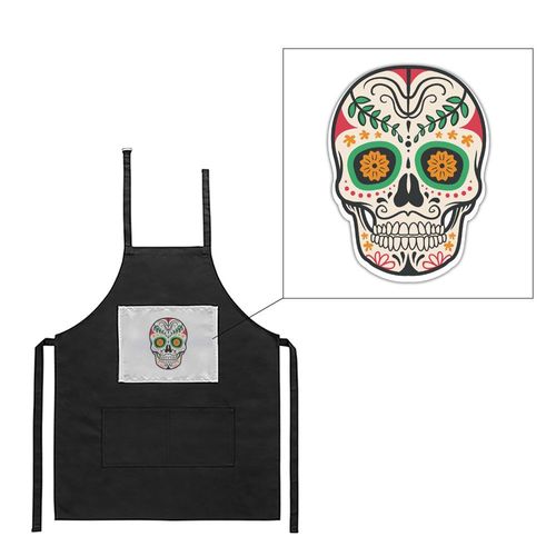 Tablier Noir De Cuisine Barbecue Tête De Mort Calavera 5 Imprimé