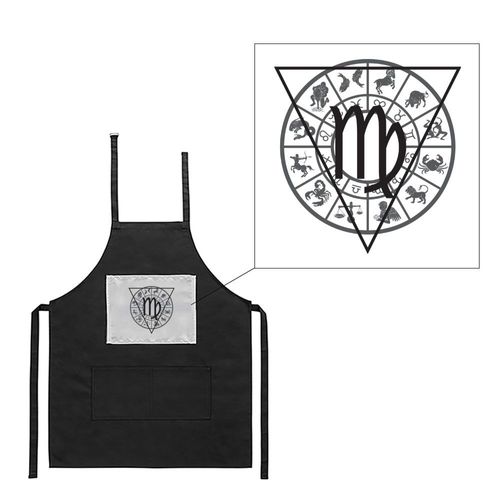 Tablier Noir De Cuisine Barbecue Signe Astrologique Cercle Vierge Imprimé